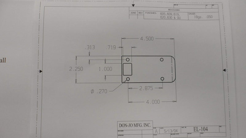 Don-Jo EL104-630 RC 4 1/2" Overall Extended Lip Strike Plate in Stainless Steel - Image 1